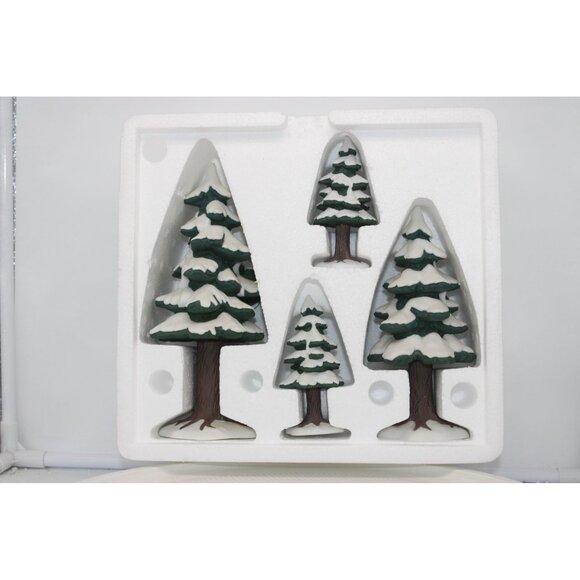 Dept 56 Village Accessories - Village Porcelain Pines, Set of 4 - Picture 1 of 5